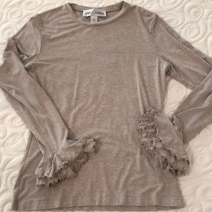 Sara Campbell T Shirt with Ruffle Sleeve Size M